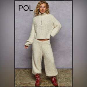 BPB216-5🤍Stunning POL Cream Knit Pants w/wide leg.Matching top sold separately.